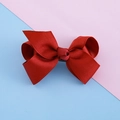 Pasador de pelo para niñas con lazo de cinta grosgrain rojo con diseño elegante en capas - Burdeos