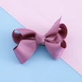 Lazo para el pelo en cinta de grosgrain rosa oscuro con clip de metal - Morado