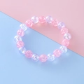 Elastisches Armband für Mädchen mit rosa Crackle-Perlen und schillernden Perlen - Rosa
