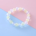 Sweet beaded bracelet featuring pale yellow crackle beads and iridescent beads combination - Light Yellow
