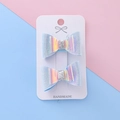 Paire de barrettes à cheveux bleues pailletées avec finition laser pour filles - Argent
