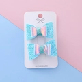 Barrettes à cheveux à paillettes bleu clair pour filles sur carte faite main - Bleu