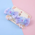Paio di fermagli per capelli Hanfu viola con fiocchi a farfalla e nappe floreali per bambina - Viola