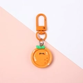 Cute resin orange fruit keychain with green leaf and orange clasp for kids bags - Orange