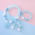 Blaues Prinzessinnen-Schmuckset für Mädchen mit Schneeflocken-Anhänger und Perlen - Blau Schneeflocke Fünfteiliges Sortiment / Blau