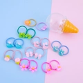 Bunte Resin-Cartoon-Haargummis für Mädchen in Rosa, Blau und Gelb mit süßen Anhängern - Eiscreme-Stil Zwei (Geschenkbox)