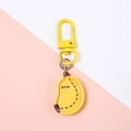 Cute yellow banana resin charm keychain for kids backpacks with matte metal clip hook - Banana