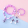 Lila Kinderperlen Schmuckset mit Schneeflockenanhänger inklusive Kette und Armband - Lila Schneeflocke Fünfteiliges Sortiment / Lila