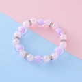 Bracelet perlé élastique avec perles lavande translucides et espaceurs en strass argentés - Violet