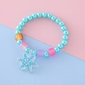 Light blue beaded children bracelet with colorful square beads and a blue snowflake charm - Snowflake Pendant (t24126) / Blue