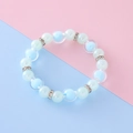 Bracelet élastique en perles dépolies bleues et vertes avec séparateurs en cristal - Bleu