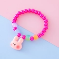 Braccialetto di perline per bambine con perle magenta e un simpatico ciondolo a coniglio - Rosso rosa