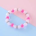 Joli bracelet élastique à perles roses avec espaceurs en strass pour petites filles - Rose rouge