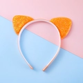 Cerchietto con orecchie di gatto arancioni glitterate con dentini per una presa sicura - Arancione