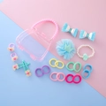 Pink crown gift bag set with butterfly hair clips and elastic hair ties for girls - Lake Blue Crown Collection