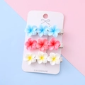 Dreiteiliges Frangipani-Haarclip-Set in Blau, Rosa und Weiß auf Display-Karte - 1# Blau Rosa Weiß Plumeria Set