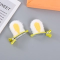 Cute yellow and white plush rabbit ear hair clips for girls with comfortable metal base - Yellow Rabbit Ears