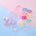 Coffret sac à main couronne rose avec nœuds pailletés et accessoires cheveux filles - Collection Couronne Jaune