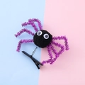 Halloween pom-pom spider hair clip with purple glitter legs on spring alligator base - Purple