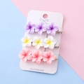 Süßes Blumen-Haarclip-Set mit lila, weißen und rosa Blüten aus Harz auf Karte - 4# Violett Weiß Rosa Plumeria Gänseblümchen Set