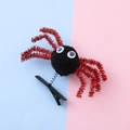 Halloween spider spring hair clip for girls with black plush body and red legs - Red