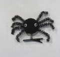 Halloween black spider hair clip for girls with 3D spring and fuzzy plush design - Black