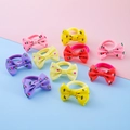 Set of 10 colorful floral ribbon bow hair ties for children in soft pastel shades - Mixed Colors 1