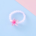 Cute stretch beaded ring with purple acrylic beads and pink star charm for girls - Star Style / Pink