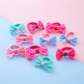 10-piece girls' bow hair ties set featuring colorful polka dots and stripes patterns - Mixed Colors 4