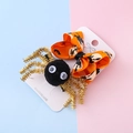 Set di Halloween con clip ragno nero e fiocco arancione con motivi di pipistrello - Stile Fiocco Strega Pipistrello Arancione (橘色3#)