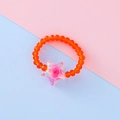 Anello elastico per bambini con perline arancioni e ciondolo a stella rosa aurora - Stile Stella / arancio-rosso