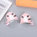 Cute pink plush cat ear hair clips with tiger stripes for girls on alligator clips - Pink Tiger