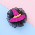 Halloween Haarschmuck mit rosa Glitzer Hexenhut und schwarzem Netz für Kinderpartys - Lila Hut
