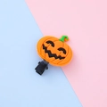 Pince à cheveux citrouille d'Halloween orange avec clip noir sur fond bicolore pastel - Citrouille