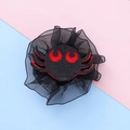 Halloween glitter spider hair clip with black mesh base and red leg accents - Spider