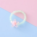 Anello di perle verdi carino per bambini con ciondolo a stella colorato ed elastico - Stile Stella / Verde lago