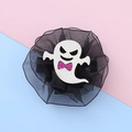 Halloween glitter ghost hair clip with pink bow and black mesh for kids party - Ghost