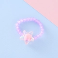 Anello elastico con perline per bambini con perle viola chiaro e ciondolo stella rosa - Stile Stella / Viola chiaro