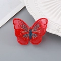 Chinese New Year red butterfly hair clip with embroidery and vibrant mesh details - Embroidered Butterfly Hair Clip