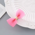 Pink sheer mesh bow hair clip with champagne gold ribbon accent for girls - Red Seersucker Hair Clip