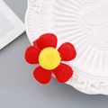 Red and yellow plush flower hair clip with soft petals and festive New Year design - Five-Petal Flower Hair Clip