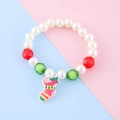 Bracciale di perle per bambini con perle rosse e verdi e ciondolo a calza di Natale - Stile Calza di Natale