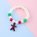 Braccialetto natalizio per bambini con perline e ciondolo a forma di omino di pan di zenzero - Stile Omino di Pan di Zenzero