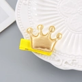Golden crown duckbill hair clip with yellow ribbon wrapping for kids' festive occasions - Gold Crown