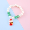 Bracciale di Natale per bambini con perle bianche, perle verdi e ciondolo stivale rosso - Stile Stivale di Babbo Natale