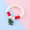 Braccialetto natalizio di perle per bambini con ciondolo albero di Natale verde - Stile Albero di Natale