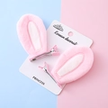 Fermagli per capelli a orecchie di coniglio in peluche rosa per bambine con tessuto morbido - Orecchie da Coniglio Rosa