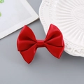 Red satin bow hair clip for New Year featuring smooth fabric and elegant style - Wine Red Bow Hair Clip