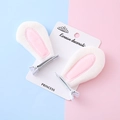 Fermagli per capelli a forma di orecchie di coniglio in peluche rosa e bianco per bambina - Orecchie di Coniglio Bianche