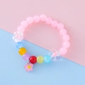 Pink beaded bracelet for girls featuring colorful candy beads and flower pendants - 1# (Pink Flower Pendant)